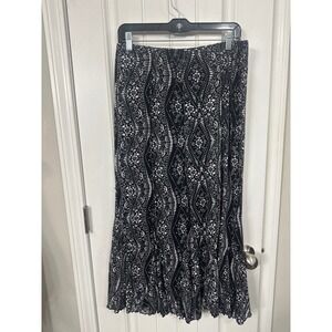 Coldwater Creek Women's Black White Floral Mesh Maxi Skirt Boho  Whimsigoth